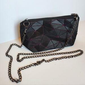 Patrizia Luca Black and Purple Geometric Clutch